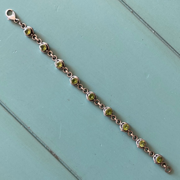 Nicky Butler Sterling Silver Peridot Station Bracelet 7” marked INDIA 925 NB - Picture 4 of 8